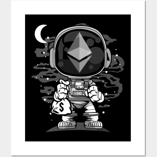 Astronaut Ethereum Crypto ETH Coin To The Moon Crypto Token Cryptocurrency Wallet Birthday Gift For Men Women Kids Posters and Art